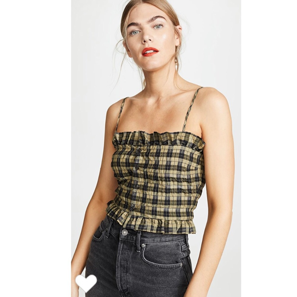Ganni Plaid top size small